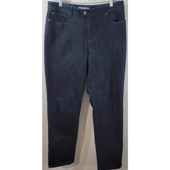 Chico's Platinum Dark Blue Zip Ankle Denim Jeans 1 Medium New Without Tags - Picture 2 of 7